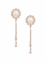 Zaveri Pearls Rose Gold Chain Fringe Cubic Zirconia Brass Dangler Earrings - ZPFK10400