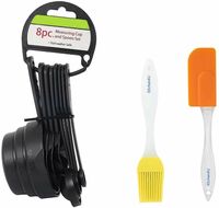 Black Measuring spoon and cup 8 pcs with sillicon spactula and brush