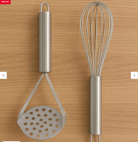 Set of 2 Stainless Steel Egg Whisk and Potato Masher