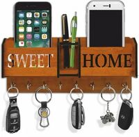 sk paro key holder/key hanger 2box mobile stand/pen stand Wood Key Holder (7 Hooks, Brown)