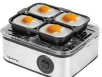 Lifelong 2-in1 Egg Boiler and Poacher 500-Watt (Black), Boil 8 eggs, Poach 4 eggs, Easy to clean| 3 Boiling Modes, Stainless Steel Body and Heating Plate, Automatic Turn-Off