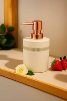 HUSH HUB Soap Dispenser for Wash Basin with Rose Gold Pump & Rhinestone Band