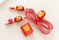 Careflection 6-in-1 Multi Combo Spiral Cable Protectors + Earphones Winder + Sticker + Cable Clips + Earphone Jack Clip (Iron Man)