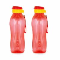 ATTRO Drinkware Gym 1.5L BPA-Free Water Bottle with Leak-Proof Flip-Top Cap, Nylon Strap and Stylish for Daily Hydration- Red Set of 2, Plastic