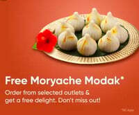 Swiggy - Free Moryache Modak(2 pc) On Selected Outlets