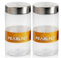PEARLPET Plus Range Plastic Storage Jars & Containers For Kitchen |Stackable |Air Tight| Steel Cap Jar Food Grade | Bpa-Free |2 pieces of 1700 Ml