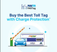 Paytm : Flat Rs.40 cashback on your Fastag Recharge for Rs.100 via credit card/UPI