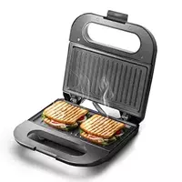 Longway Grilly Pro 850 W Grill Sandwich Maker & Toaster | Non-stick Coating Cast Aluminum Plates | Grills Sandwiches, Bread & Kebabs | 1 Year Warranty (Metallic Silver)
