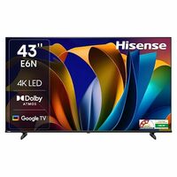 Hisense 108 cm (43 inches) E6N Series 4K Ultra HD Smart LED Google TV 43E6N (Black) Apply ₹1000 coupon
