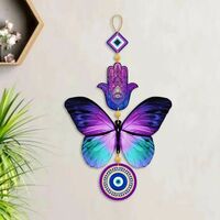 Wooden fusion butterfly with evil eye wall hanging