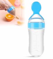 GLUN® Silicone Baby Feeding Bottle for New Born, Collapsible Bottle with Squeeze Spoon Feeder for Milk, Cereal, and Fruit, BPA-Free Pack of 1