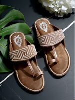 Chic Comfort and Stylish Rose Gold Kolhapuri Flats for Women