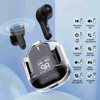 GWALBROS ULTRA PODS, AIRPODS with 40 Hours Playback and transparent Display_2 Bluetooth Gaming Headset (BLACK, In the Ear)