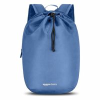 amazon basics 15L Compact Denim Blue Backpack | Lightweight & Durable Polyester | Drawstring Closure | 2 Compartments | Unisex Design for Unisex | Ideal for College & Daily Commutes (Blue)
