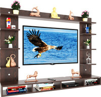 MACWUD Engineered Wood TV Entertainment Unit  (Finish Color - Brown, Optional Installation Available)