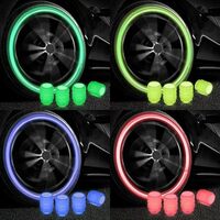 Tire Valve Stem Caps – Universal Glow-in-the-Dark Covers for Car, SUV, Bike & Motorcycle (4 Pcs, Multi-Color)