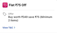 Flipkart Minutes Flat ₹ 75 off on Mov of 349 (User Specific )