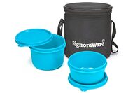 Signoraware Executive Plastic Small Lunch Box Set with Bag, 2-Pieces, Blue