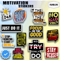 Rinkon Motivation Inspiration Vinyl Stickers (Pack of 13) - Quotes for Laptop Trackpad, Notebook, Bicycle, Helmet - Laminated DIY Decals for All Models