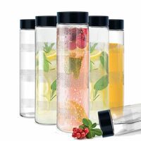 Rokzo Set Of 6 Wide Mouth Glass Water Bottle 750ml (Set Of 6) [Sample @499]