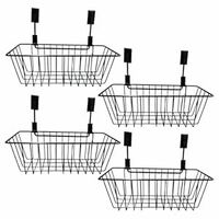 Go Hooked Metal Wire Multipurpose Over Door Basket Hanging Cabinet Storage Organizer Bin for Kitchen Pantry Bathroom Black Space Saving Versatile Heavy Duty Sleek and Sturdy Set of 4