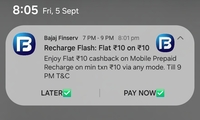 Bajaj - Flat 10 on creditcard Bill payment / mobile recharge of Rs 10 ( Till 9pm today)