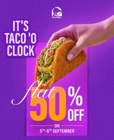 Flat 50% Discount on Taco Bell using District (Valid On 5th - 6th September)