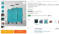 Kamiliant By American Tourister Hard Body Set of 2 Luggage 4 Wheels @4199