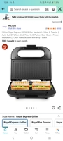 Milton Royal Express 800W Griller Sandwich Maker & Toaster | Auto Cut Off | Non-Stick Fixed Grill Plates | Easy Clean | Power Indicators | 1 year Manufacturer Warranty - Black