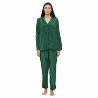Urban Komfort Satin Silk Pajama Set for Women Long Sleeve Button-Down Sleepwear Loungewear Nightwear Soft PJs