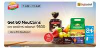 Tataneu x Bigbasket extra 60 NeuCoins on purchase above ₹600 (7 AM-11 AM, 8th-12th Sep)