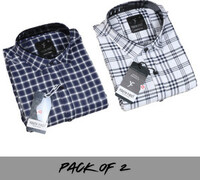 youth first Men Regular Fit Checkered Spread Collar Casual Shirt (Pack of 2)