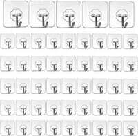 XBEY Adhesive Plastic Wall Hooks Hangers for Hanging Robe, Coat, Towel, Keys, Bags Hook 50 (Pack of 50)