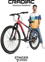CRADIAC STINGER 7 Speed | Fully Fitted | Suspension Fork | Dual Disc 27.5 T (inch) Mountain Cycle  (7 Gear, Black, Only Front Suspension)