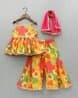 Girl Floral Print Flared Kurta Set