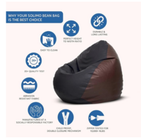 Solimo Premium Faux Leather Bean Bag, Filled with Beans 