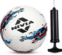 NIVIA Storm with Pump Football - Size: 5 (Standard, Pack of 1, White, Black)