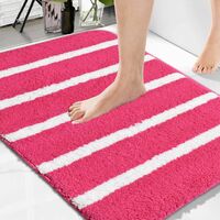 Homitecture Microfiber Soft Anti Slip Water Absorbent Door Mat | Bath Mat with Rubber Bottom | Soft & Super Absorbent Mats for Shower | Quick-Drying Mats for Kitchen Bathroom (Pink, 38X57 CM)