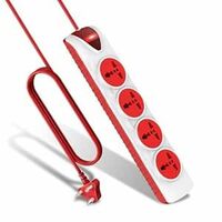 EMBOX Extension Board with Switches 1500 W, 4 Universal Sockets, Master Switch, Safety Shutter, 6 amp Spike Guard, LED Indicator and Safety Shutter, 2 Meter Extension Cord