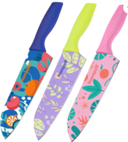 Home Puff 3 Pc Stainless Steel Knife Set with Plastic Covers – Rust-Resistant & Non-Slip Grip 