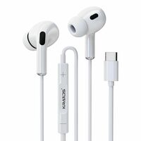 Kratos Type C Headphones with Mic, White in-Ear Design, 12mm Driver for Deep Bass and Clear Sound