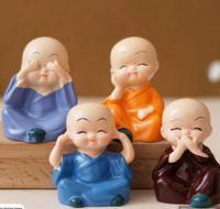 Cute Little Monks Figurines Set of 4