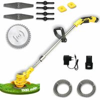  Cordless 12V Electric Grass Cutting Machine, Portable Grass Trimmer Machine for Garden, Weed Cutter Machine, Fast Rotation Motor with Multi Blades, 1x 1.5Ah Battery & Charger