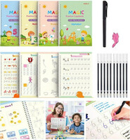 Mira Farmcraft Sank Magic Practice Copybook 4 BOOK +10 REFILL+ 1 Pen +1 Grip Magic Calligraphy (Multicolor)