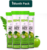 OZiva ACV Moringa (Green Apple)To Control Cravings, Apple Cider Vinegar,No Added Sugar (4 x 15 Tablets)
