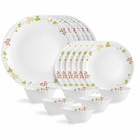 Cello Opalware Dazzle Series Secret Garden 18 Piece Dinner Set Serving for 6 | Bone Ash-Free