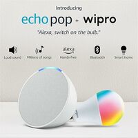 Echo Pop (White) Smart Home combo with Wipro 9W LED Smart Color Bulb