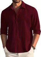  Men Self Design Casual Maroon Shirt on Flipkart