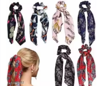 Stylish Women Rubber Scarf Scrunchies Pack of 6