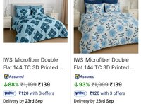 Take a look at this Microfiber Double Flat 144 TC 3D Printed Bedsheet on Flipkart (Limited time)